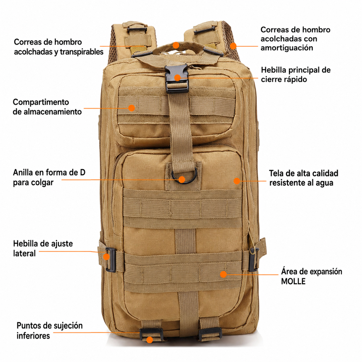 Mochila verde con Múltiples Compartimientos
